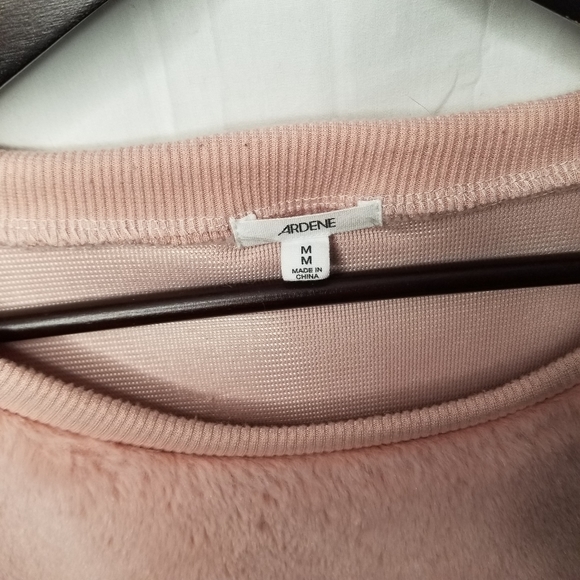 Pink rose faux fur fuzzy crewneck sweater M - Picture 5 of 6